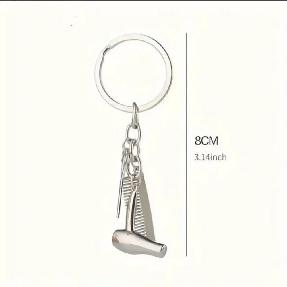 Stylish Hairdressing‎ Keychain with Scissors, Dryer,and Comb Accessories
